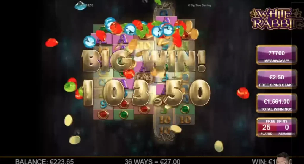 Большой выигрыш в слоте White Rabbit